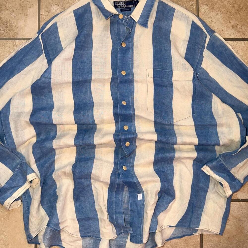 Polo by Ralph Lauren 100% Linen Long Sleeve Dress Shirt - Size Lp